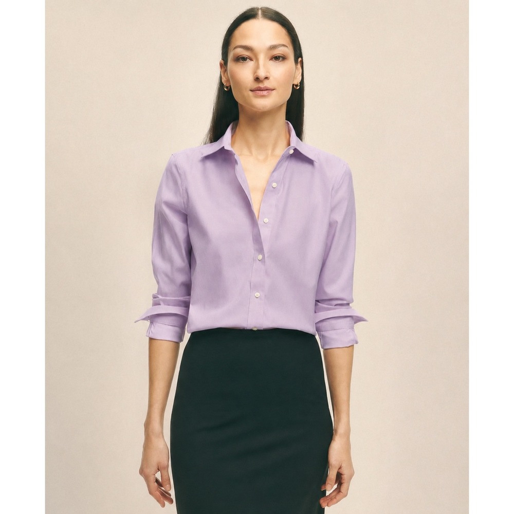 Brooks Brothers Lavender Non-Iron Cotton Button Down Shirt Women Size 8 Purple